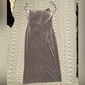 Reformation Merle Silver Velvet Dress NWT